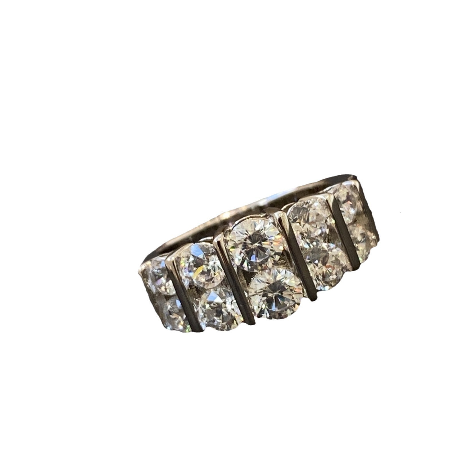 Designer Jewelry European And American Trendy Ins Style Elegant High-end Ten Diamond Row Diamond Ring Using 1.4 Diamond 925 Sterling Silver Luxury