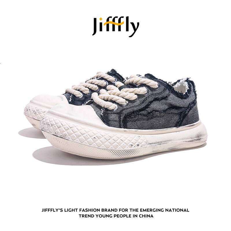 Jifffly Men's Retro Canvas Sneakers with Thick Sole - Trendy Casual Couple Shoes