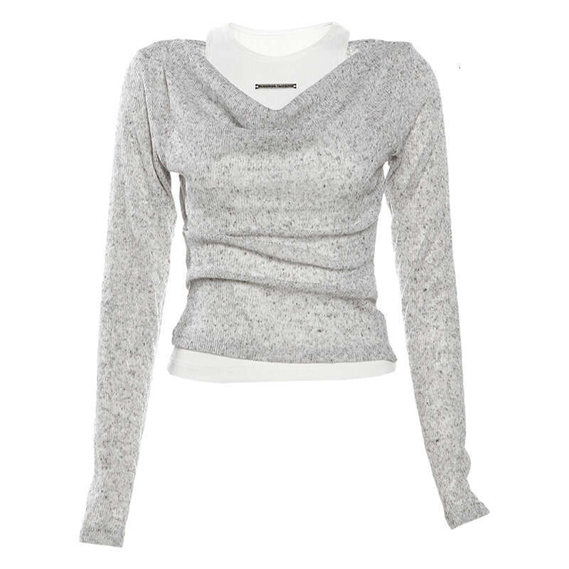 2023 Summer New Women's Solid Color Slim Fit Fashion Round Neck Tank Top Long Sleeve Two-Piece Set 2ec