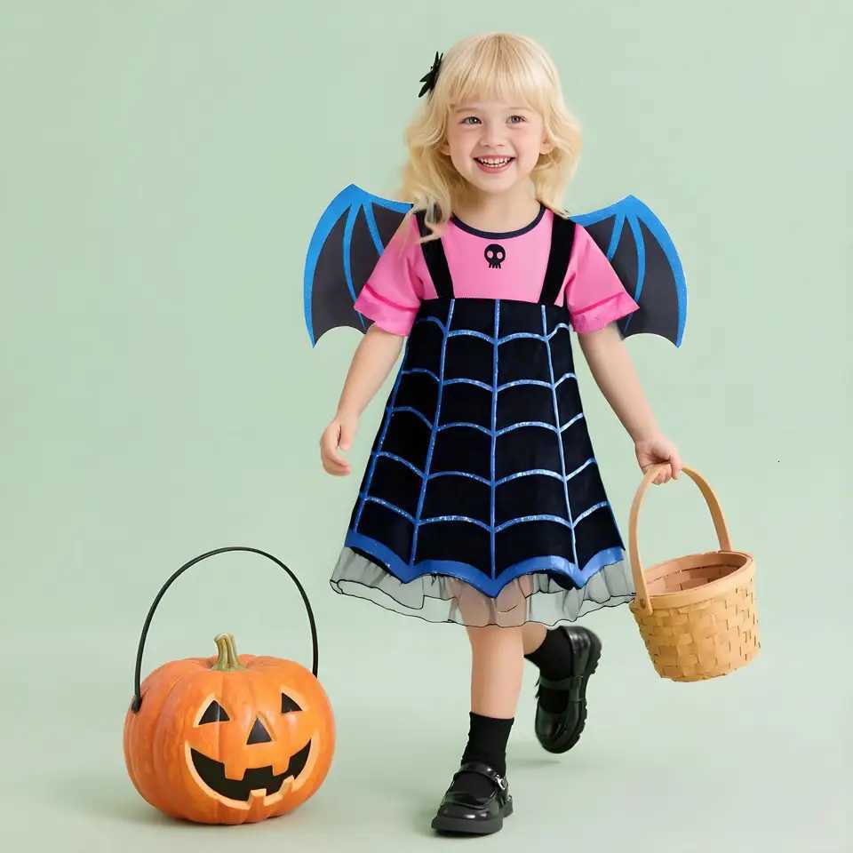 Halloween Vampire Girls Cosplay Costume Kids Vampire Disguise Dress Children Evil Role Playing Outfits 2-12 Yrs Par Gowns Z250725