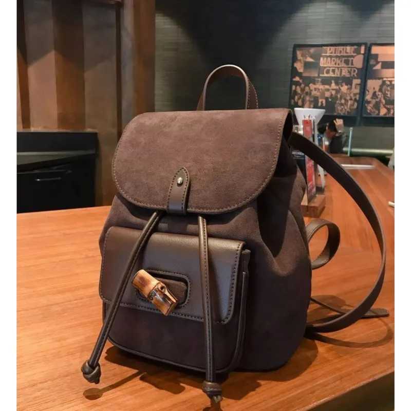 Jiaerdi Hot Girls Brown Mini Backpack Wen New Versatile Suede Chic Y2k Backpacks Fem Vintage Casual Mochila Ahetic Y250724