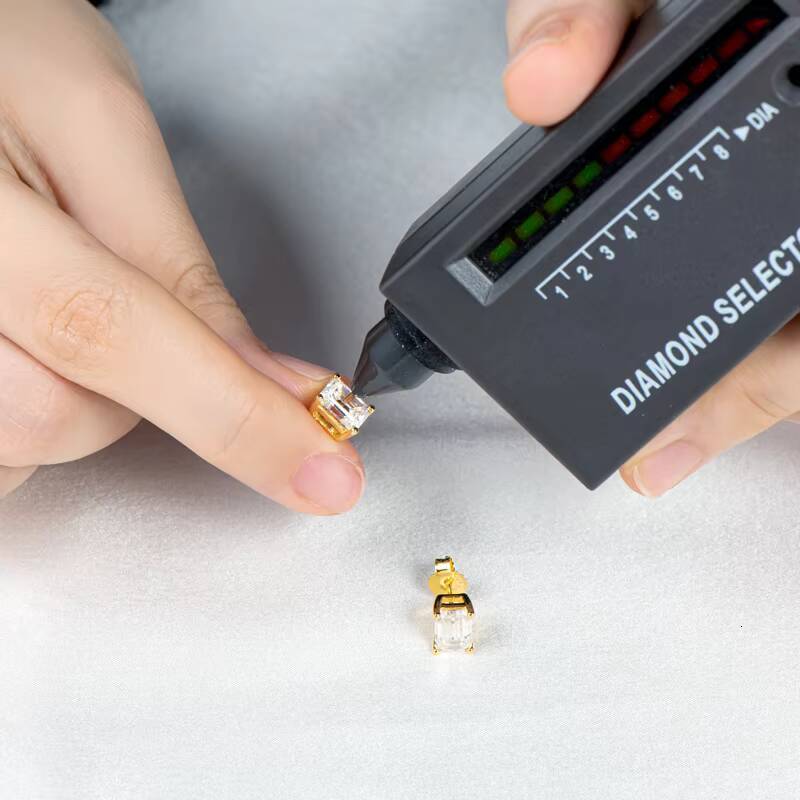 Wholesale 925 Sterling Silver Moissanite Earrings Classic Emerald Cut Stud 6.5mm 1.0CT Classic Style