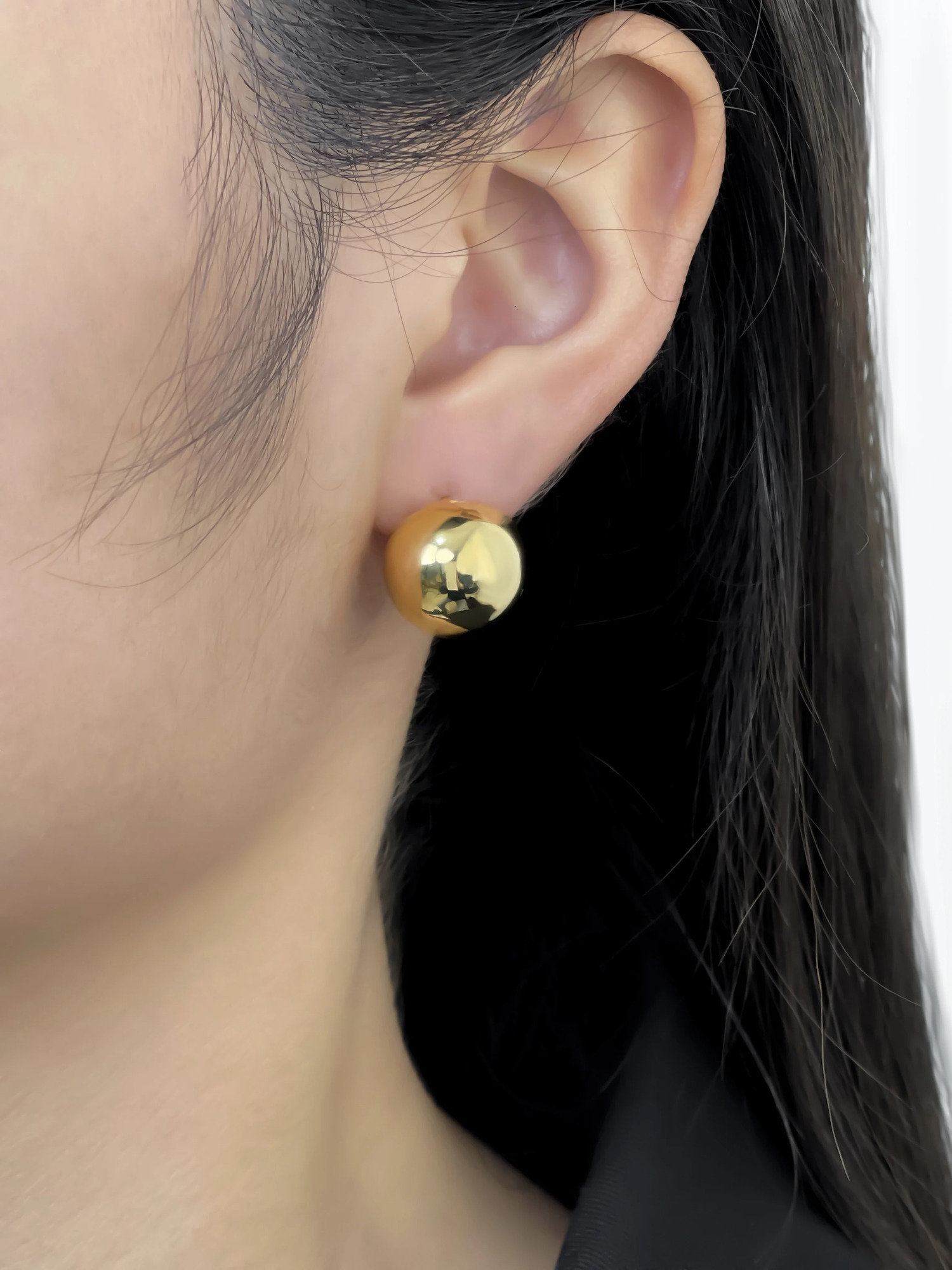 Perisbox Minimalist Gold Silver Plated Chunky Ball Stud Earrings for Women High Polish Thick Bold Sphere Dome Post Earring Gift 250722