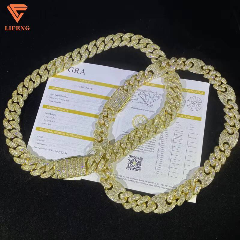 Luxury Chunky Moissanite 18mm Cuban Links Top Quality Chunky Heavy Rapper Jewelry Iced Out Moissanite Diamond Cuban Link Chain