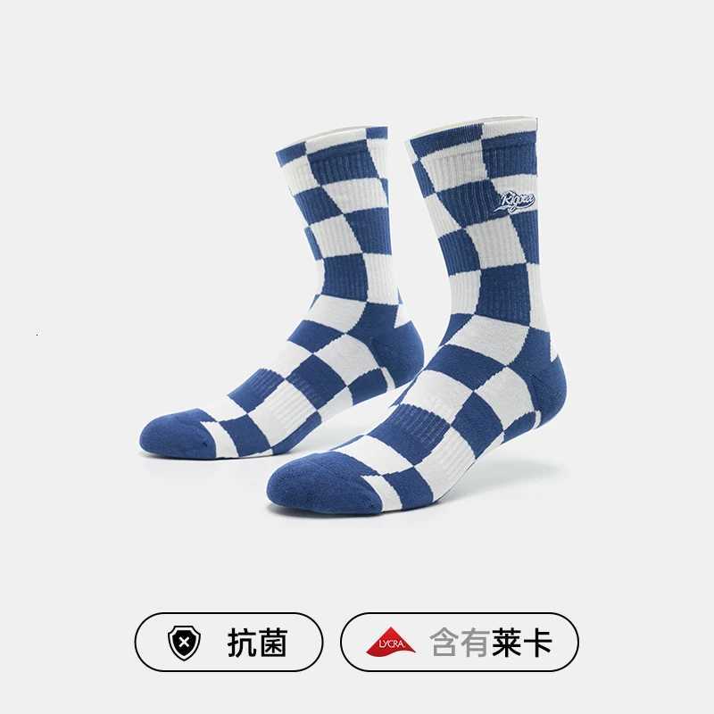 Rigorer Checker Casual Socks Mens Black and White High-barrel Sports Socks Trendy All-match Stockings American Vintage Socks X250725