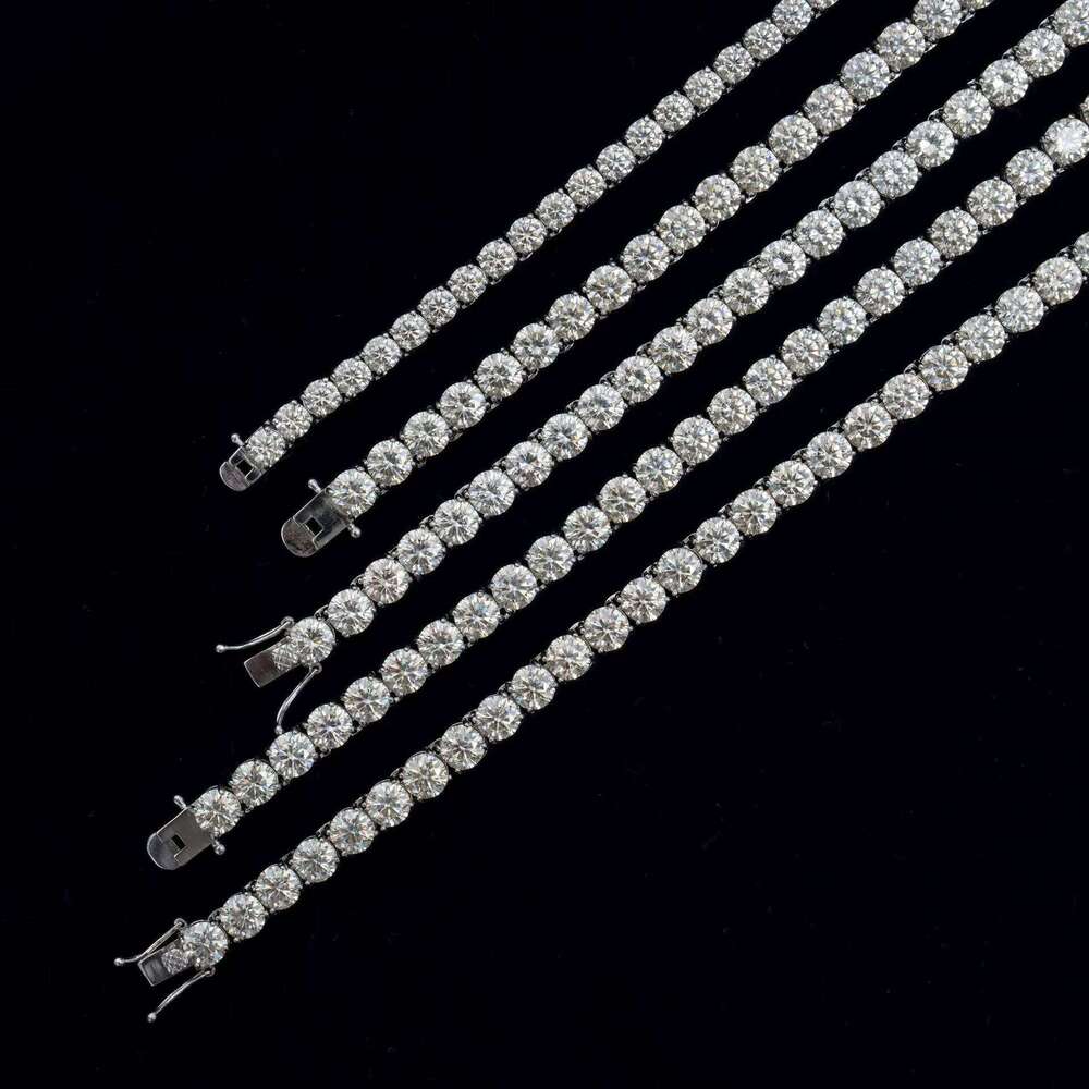 vVSMorganite6.5mm Genuine 10K 14K VVS5mm Silicon Stone Tennis Chain Bracelet Necklace Sinocre Hip Hop Lover