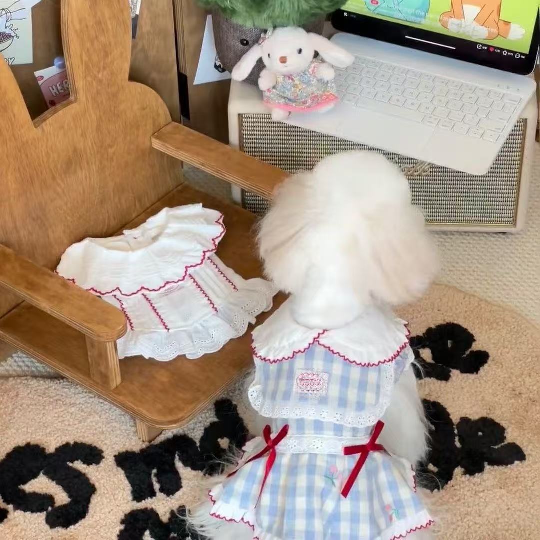 T804 Pet fluffy princess dress new dog cat two-legged dress pink sweet spring and summer dress