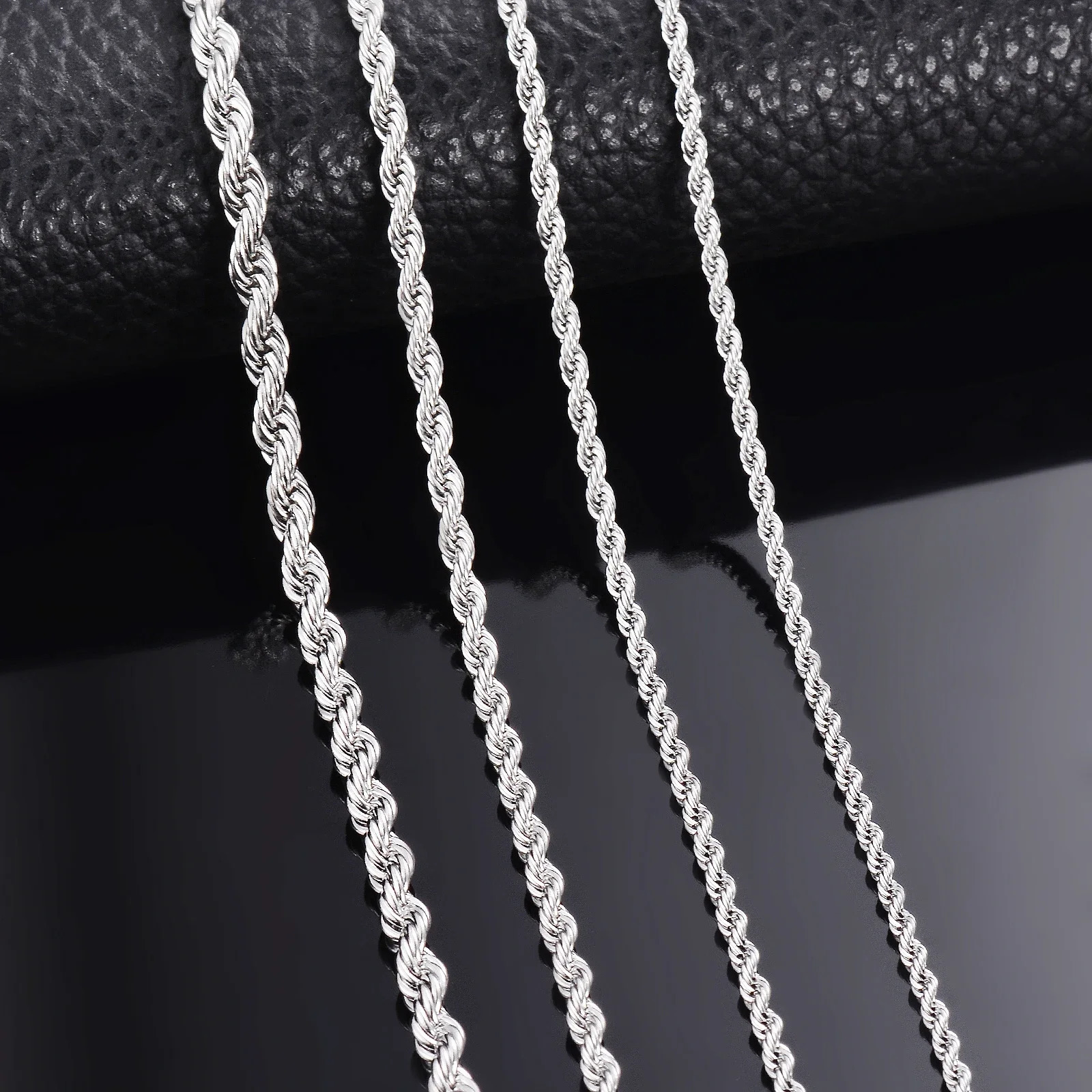 1 piece 925 sterling silver Width 2mmm4mm Rope Chain NecklaceBracelet For Men Women Man Fashion Necklace 250716