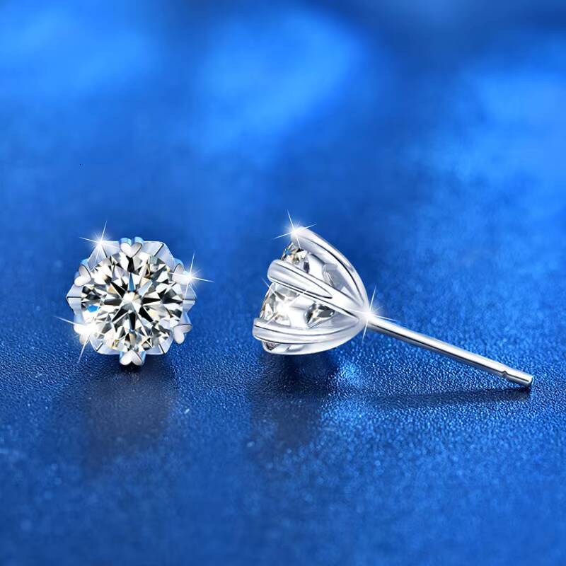 XEZ007 925 Sterling Silver Moissanite Buckle Earrings for Women Fashion Exquisite Student Girlfriend Jewelry Accessories Party