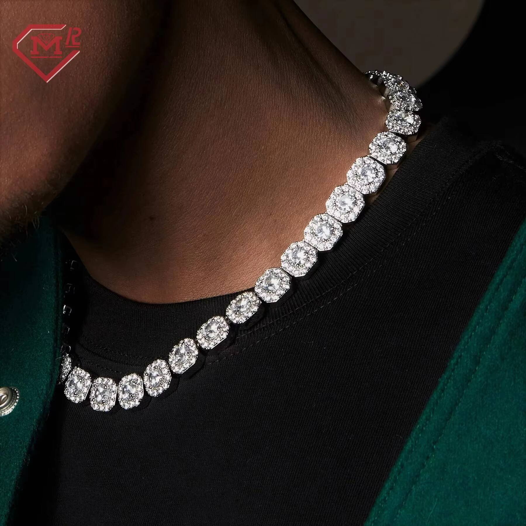 Hip Hop Tennis Chain Necklace Bracelet 10mm 925 Sterling Silver Vvs Iced Out Moissanite Tennis Chain