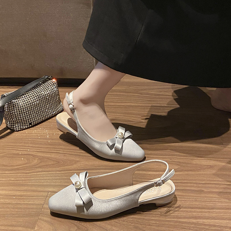 Ddmysports French Style Mid Heel Bowknot Peep Toe Sandals Fairy Spring Summer Dress Evening Elegant Single Shoes Outdoor Shoes