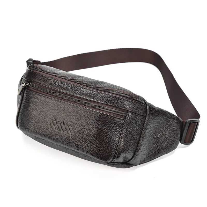 Fi Mens Genuine Leather Waist Packs Casual Business High Capacity Shoulder Bag with Adjustable Straps for Men Gifts Y250724