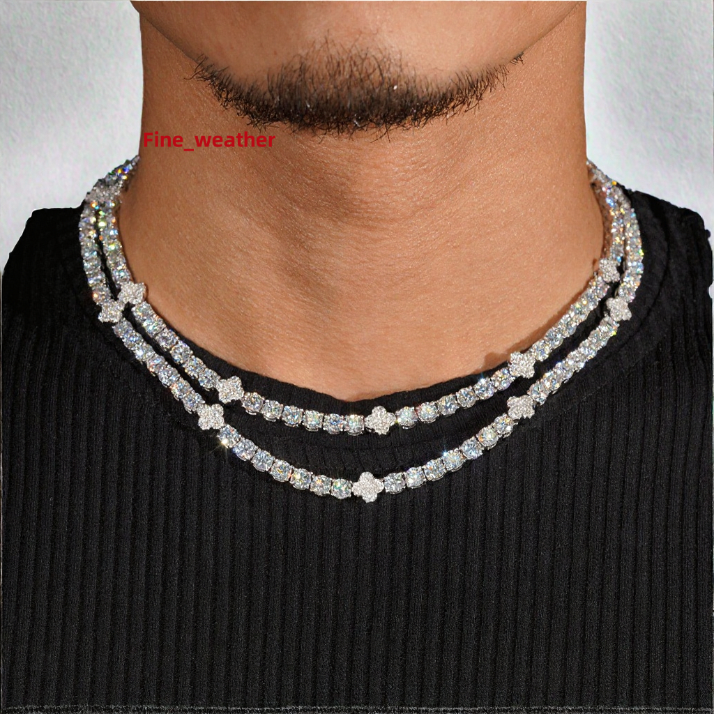 Wholesale Women Jewelry 925 Silver Classic 2mm 3mm 4mm Necklace Gradual VVS Moissanite Tennis Chain