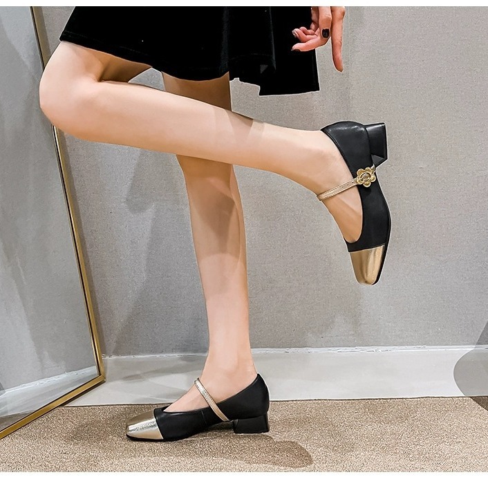 Chunky Heel Elegant Shallow Mouth Versatile Single for Women 2025 New Summer Genuine Soft Leather French Mary Jane Small Size Women's Shoes ddmyt
