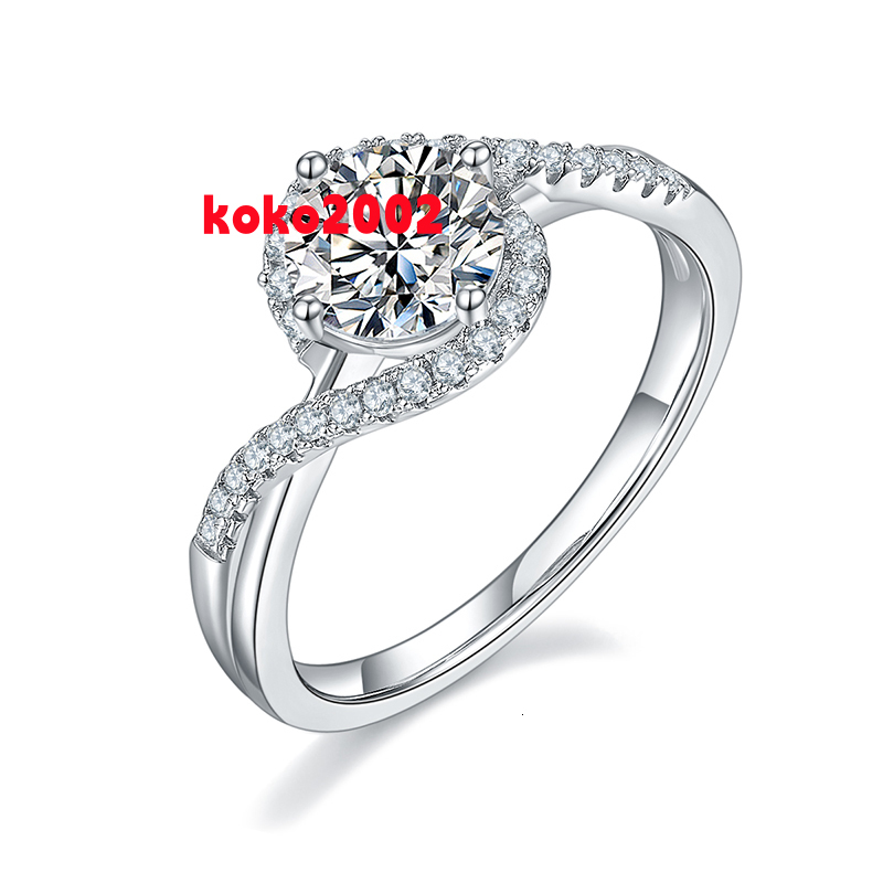 925 Sterling Silver D Color VVS 1ct Moissanite Engagement Rings for Women White Gold Jewelry
