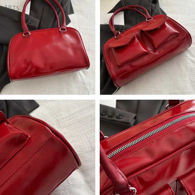 Vintage Simple Ladies Cute Tote Bag Wen Business Shoulder Bags Pu Leather Fem Underarm Burgundy Large Handbags Purse Y250725