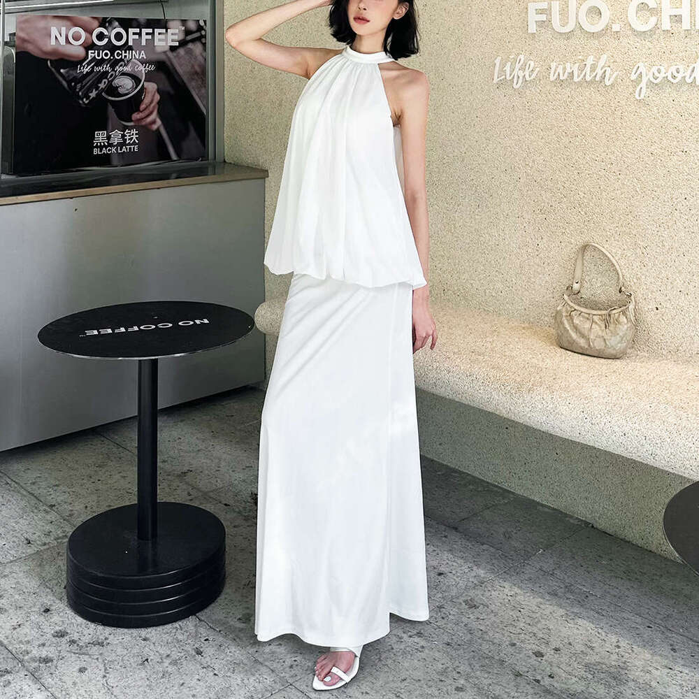 2025 Summer New Korean Style Versatile Elegant Slim Sleeveless Top High Waist Slimming Skirt for Women 16b