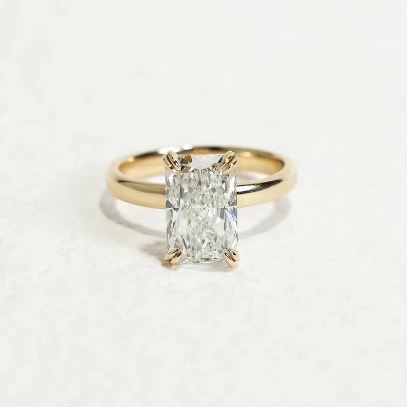 Decorative Moissanite Jewelry 3CT Radiant Moissanite Diamond Engagement Wedding Rings 10K Yellow Gold Moissanite Jewelry Gifts