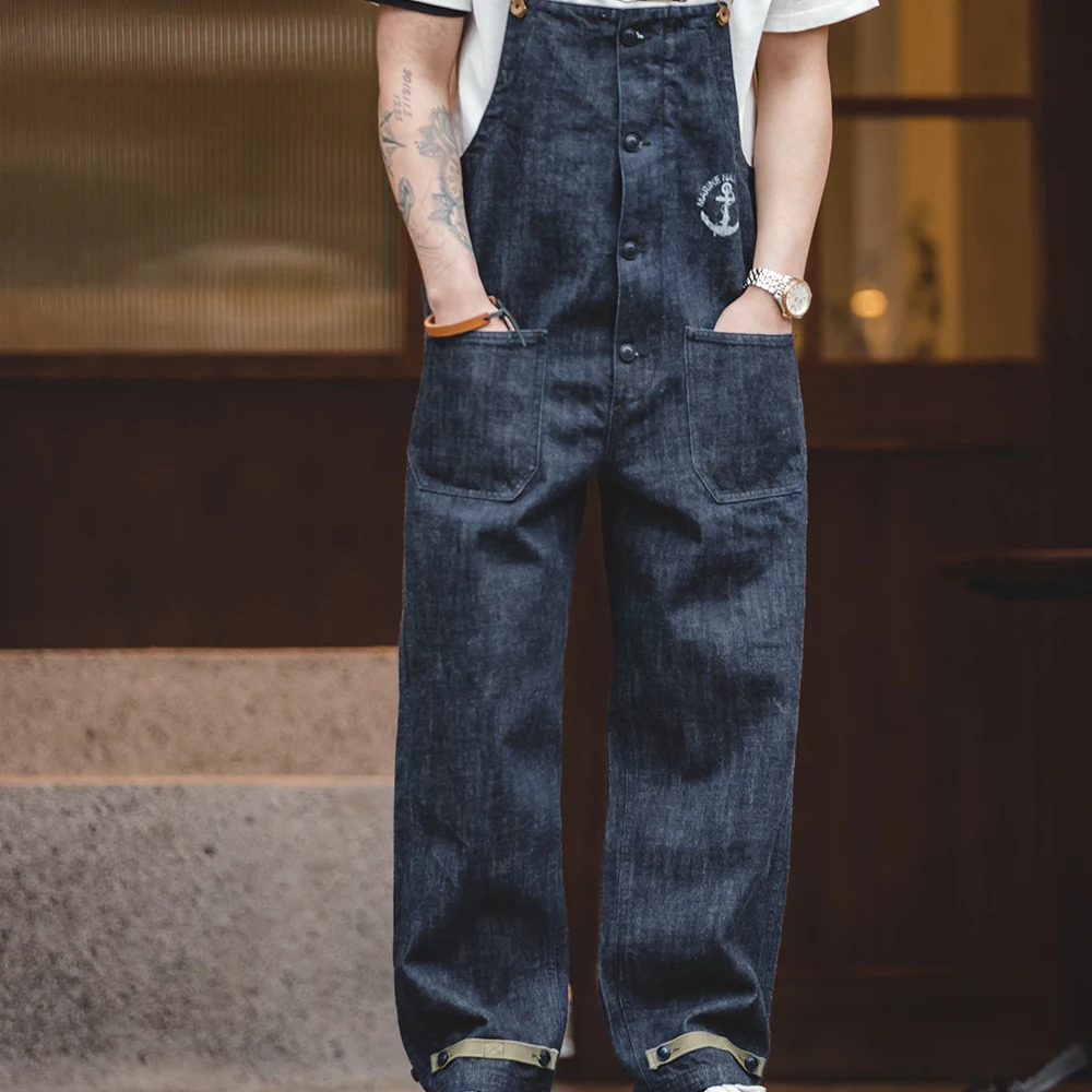 Maden Safari Style MultiPocket Overalls Streetwear Work Cargo Jumpsuit Retro Straight Leg Pant Dungarees Baggy Bib Trousers 250725