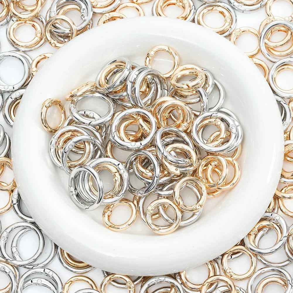 5pcs Metal Ring Spring Clasps Openable Round Carabiner Keychain For Diy Dog Chain Buckles Bag Cell Phone Chains Accessories 250723