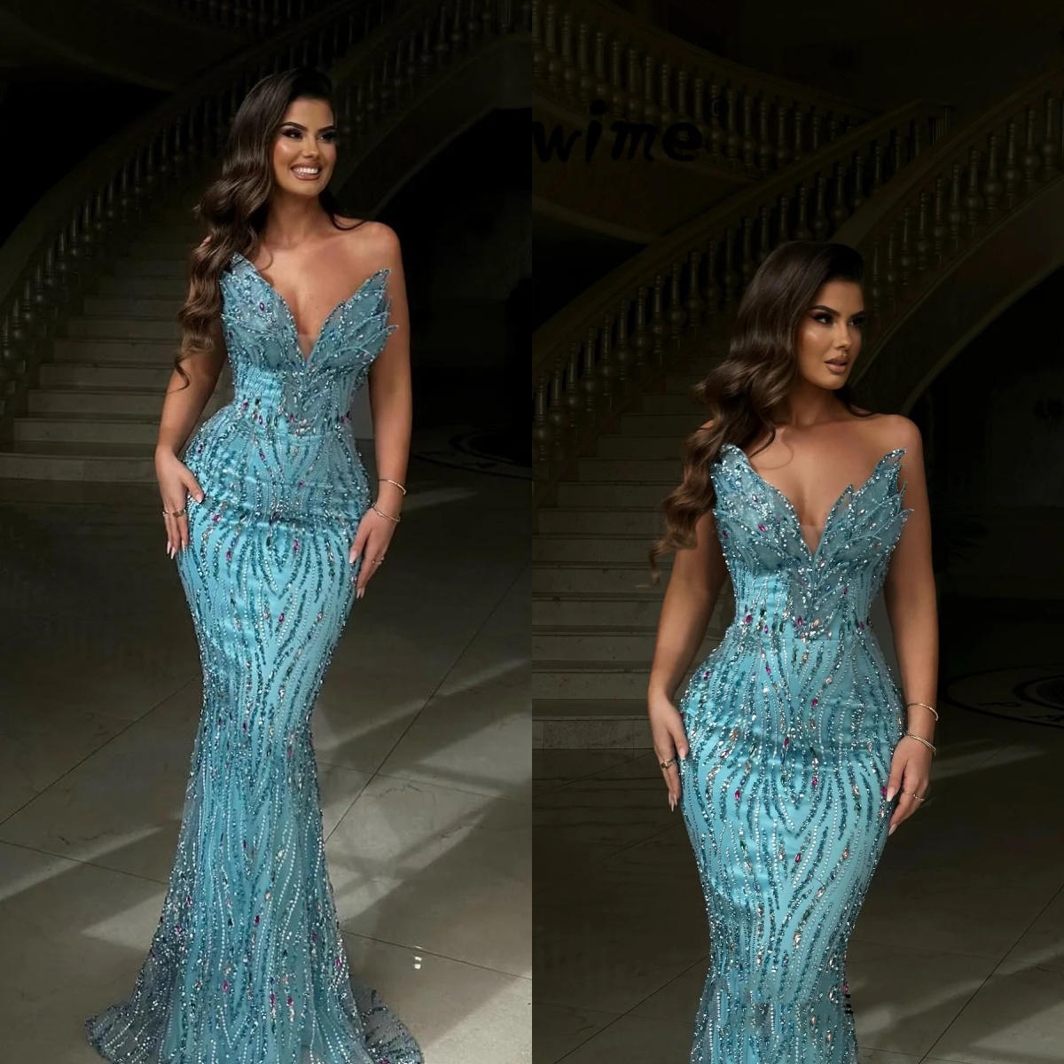 Classic Evening Dresses For Women Sweetheart Neck Sleeveless Gown Sequins Sweep Train Dress Party Customized Dress