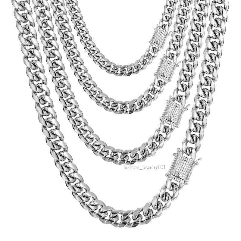 Sterling Sier Necklace VVS Moissanite Iced Miami Cuban Style Double Sided LINK Chain Gifts Engagement Parties