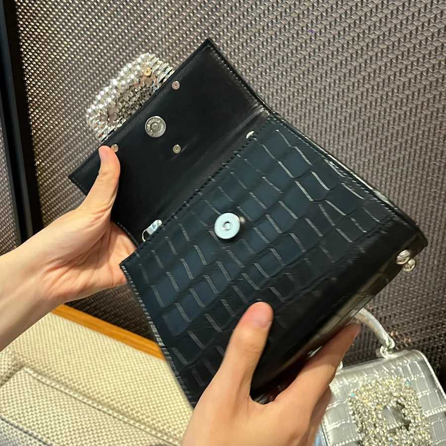 New Wen Alligator Ning Banquet Handbag Rhine Small Square Handbag Shiny Flip Bridal Cluh Crossbody Bag For Wen Sac Y250725