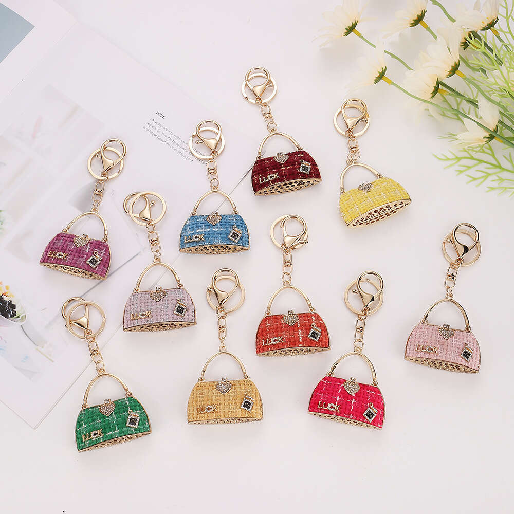Perfume Bottle Bag Fashion Women's Backpack Pendant Zinc Alloy Rhinestone Keychain Gift