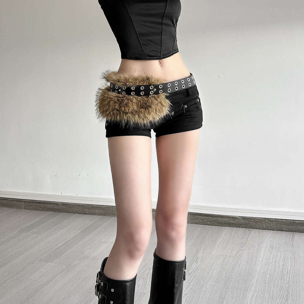 2025 Summer New American Style Personalized Furry Patchwork Hot Girl Trendy Accessories Waist Belt for Women 4c8