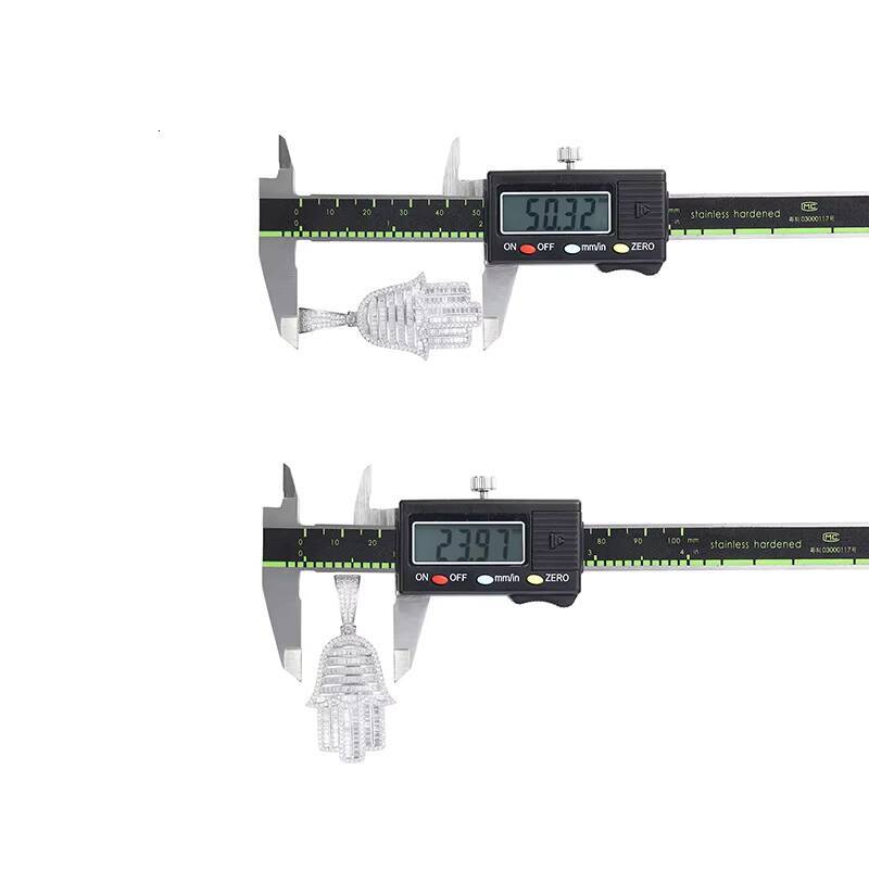 Iced Out Moissanite Pendant Hamsa Hand Necklace S925 Silver with 18K Gold Plating Emerald Cut Hip Hop Jewelry for Rappers Chain