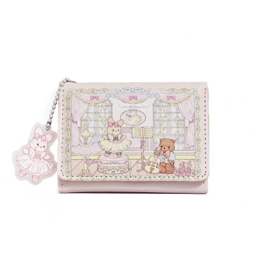 Vintage Bear and Rabbit Short Wallet Multi Slot Portable Money Bag PU Coin Purse Z250725