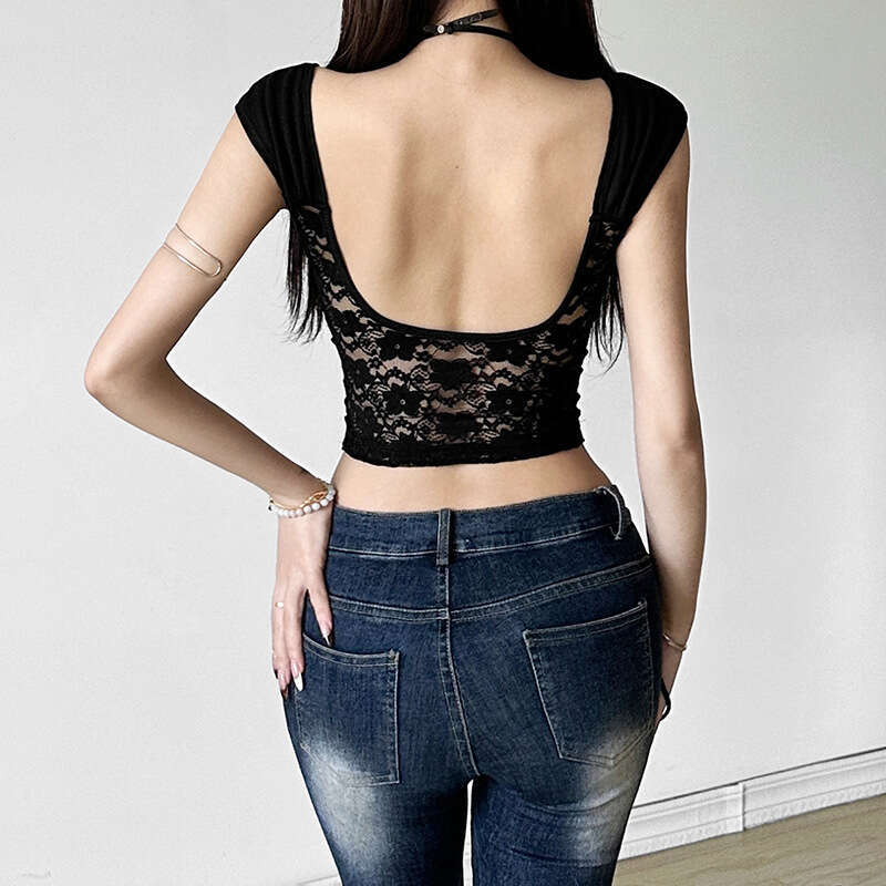 2024 Summer New Women's Solid Color Slim Fit Street Fashion Sexy Backless Tank Top 3d3
