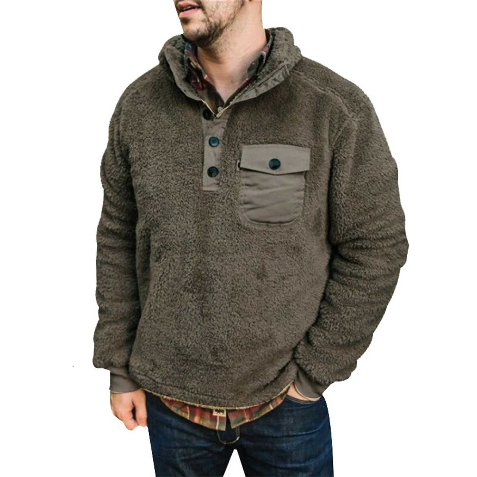 2025 Mens Coat Jacket Winter Warm Plush Pullover Men Fleece Outerwear Turndown Collar Coat Streetwear Mens Jacket X250725