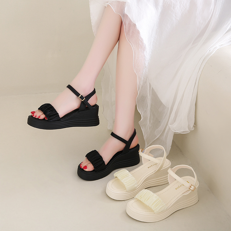 Ddmysports Women S Summer Outdoor New Style Petite Thick Sole Height Increasing One Strap Roman Sandals Non Slip Outdoor Shoes