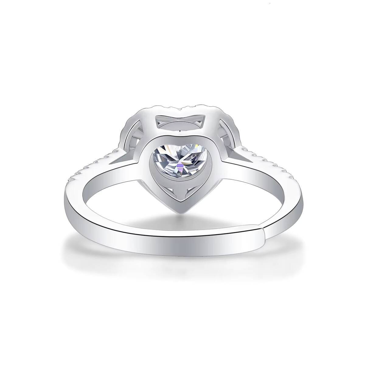 S925 Silver Adjustable Womens Fashion Ring with Prong Setting Moissanite Jewelry
