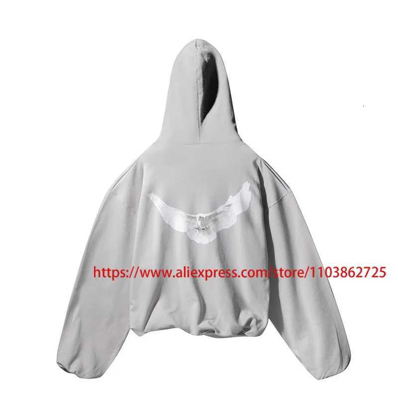 High Quality Real Photo Hoodies Peace Dove Pattern Autumn Streetwear Casual Pockets Sweatshirts Pullovers X250725