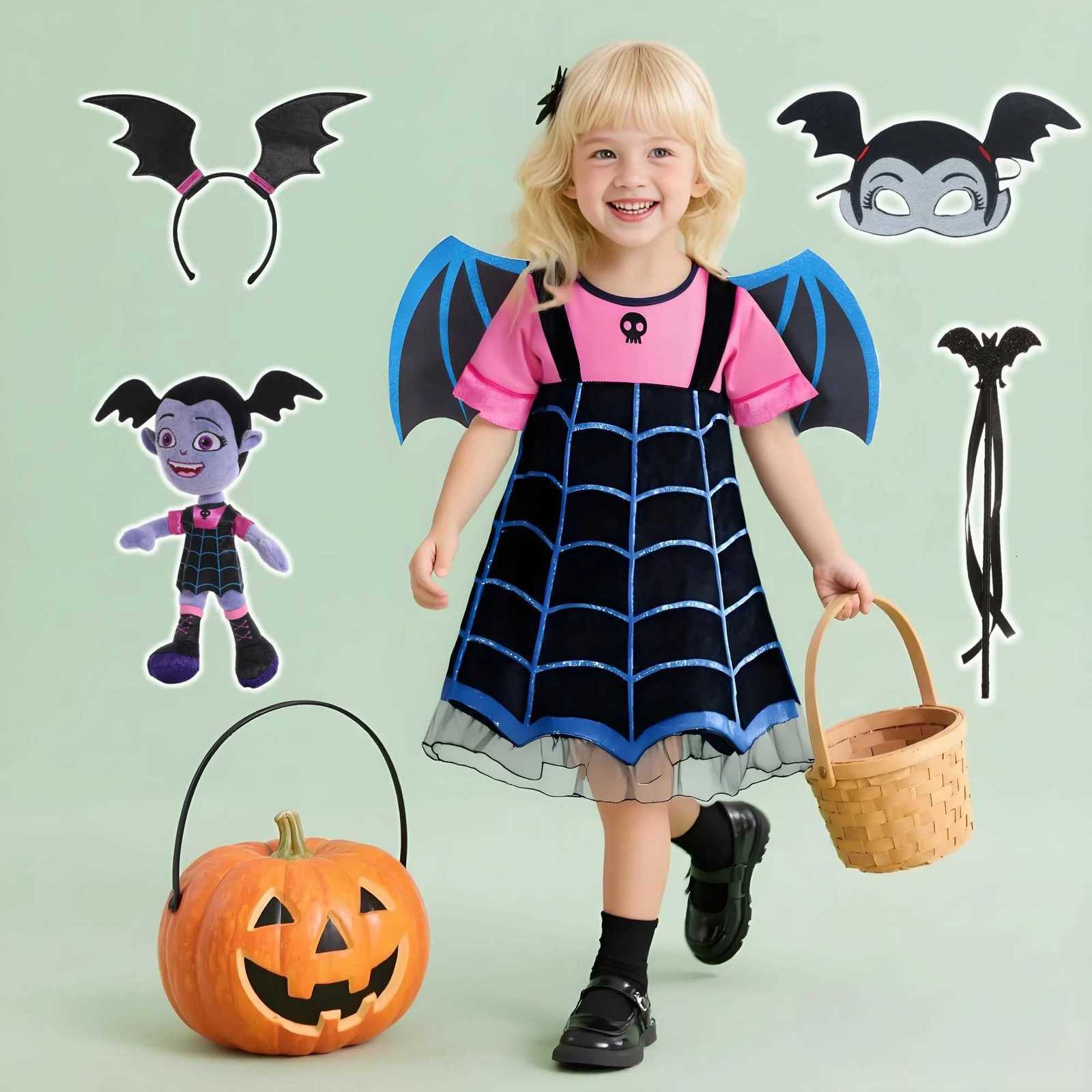 Halloween Vampire Girls Cosplay Costume Kids Vampire Disguise Dress Children Evil Role Playing Outfits 2-12 Yrs Par Gowns Z250725