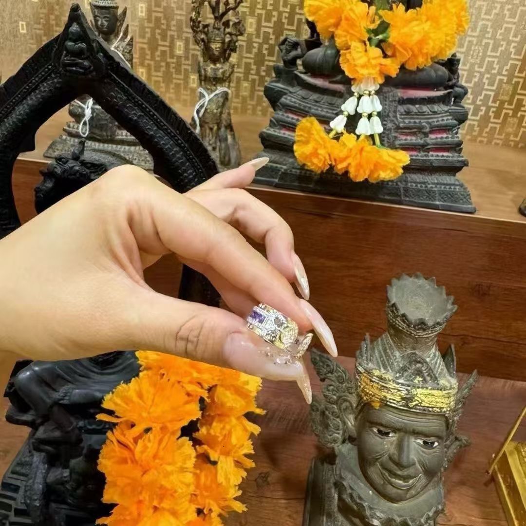Thai Buddha Amulet Butterfly King Colorful Ring Cuban Designer Jewelry Jishina Ring Cuban Jishina Luxury Jewelry Exquisite Index Finger Ring