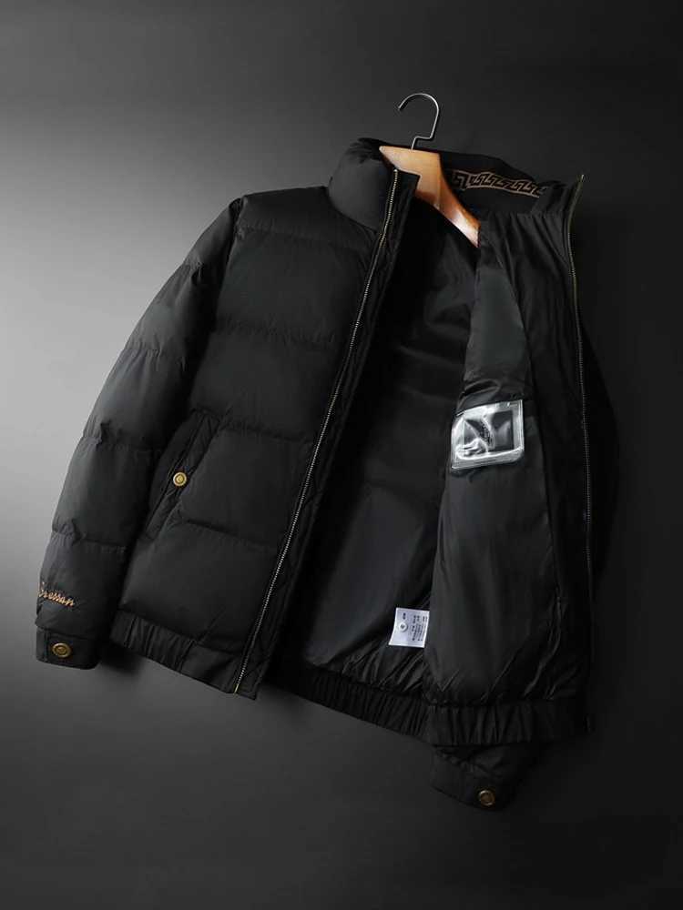 Stand Collar Thiened Winter Down Jacket Mens 2024 New White Du Feather Slim Fit Warm Outerwear Coat X250725