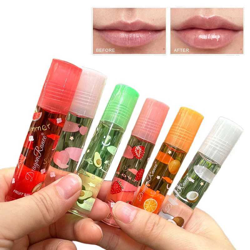 6 Color Plumping Clear Lip Oil Mirror Water Lip Gloss Lip Glaze Transparent Liquid Lipstick Moisturizing Fruit Lips Care Make UpXJ250724