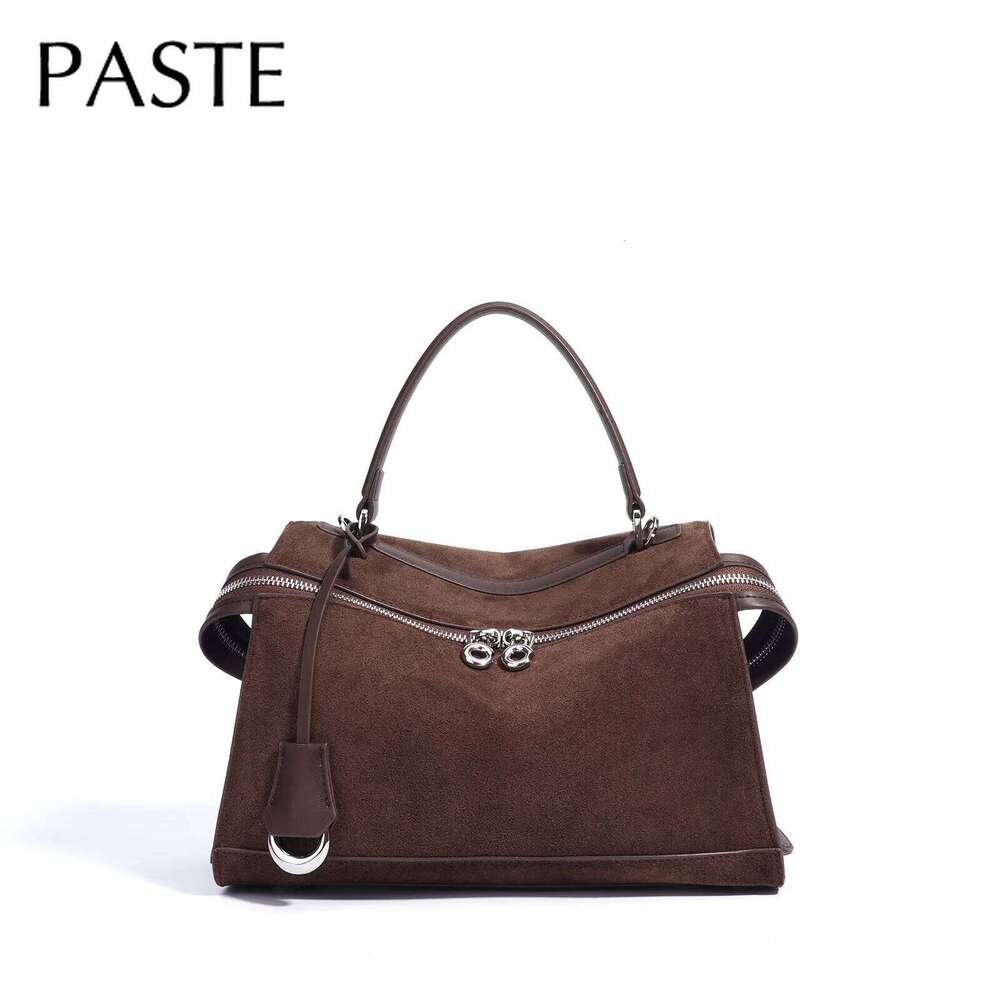 2025 Autumn Advanced Fashion Sense Coffee Color Commuting Ladies Tote Genuine Suede Leather Women Handbag Shoulder Bag