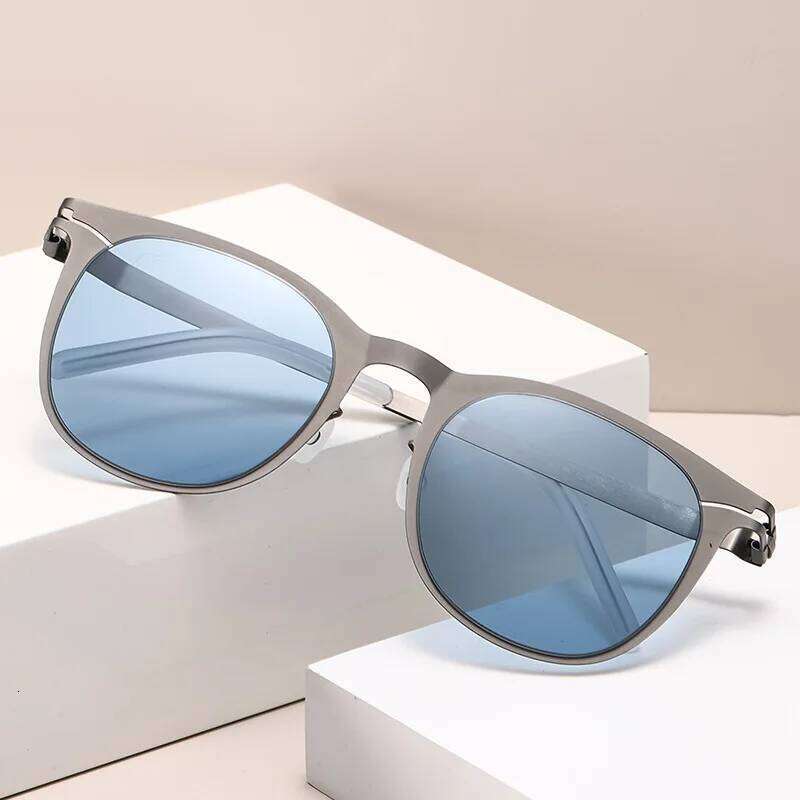 Top Quality Lightweight Stainless Steel Sunglasses Screwless Handmade for CALLUM Sun Glasses Men UV Protection Round Women