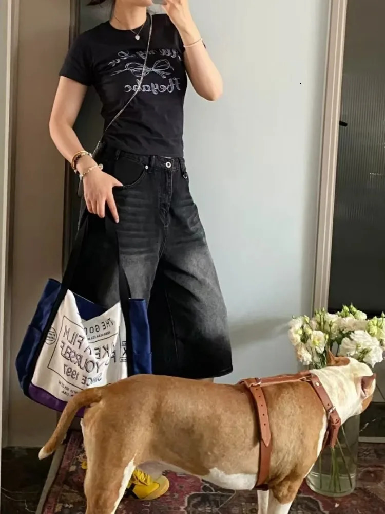 Vintage Loose Jorts Jeans Y2k Streetwear Oversize Shorts Denim Pants Korean Fashion Baggy Grunge Trouser Summer Neutral 250716