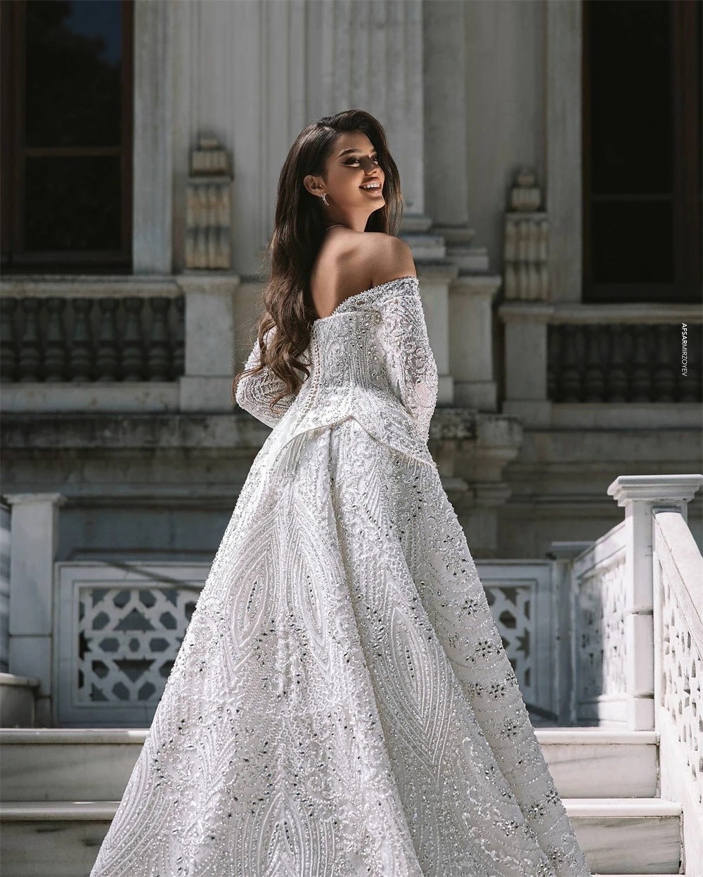 Elegant Wedding Dresses Off Shoulder Beading Bridal Gowns with Overskirt Sequins Rhinestone Mermaid Backless Customized Vestidos De Novia Plus Size