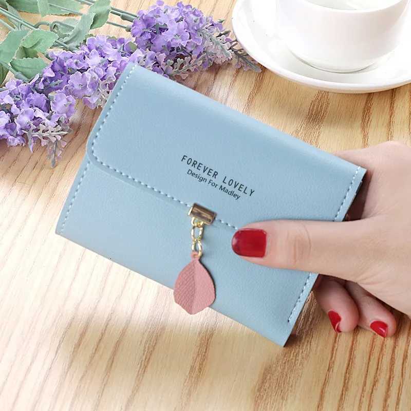 Small Wallet PU Leather Leaf Pendant Card Holder Organizer Zipper Coin Purse for Women Wallet Z250725