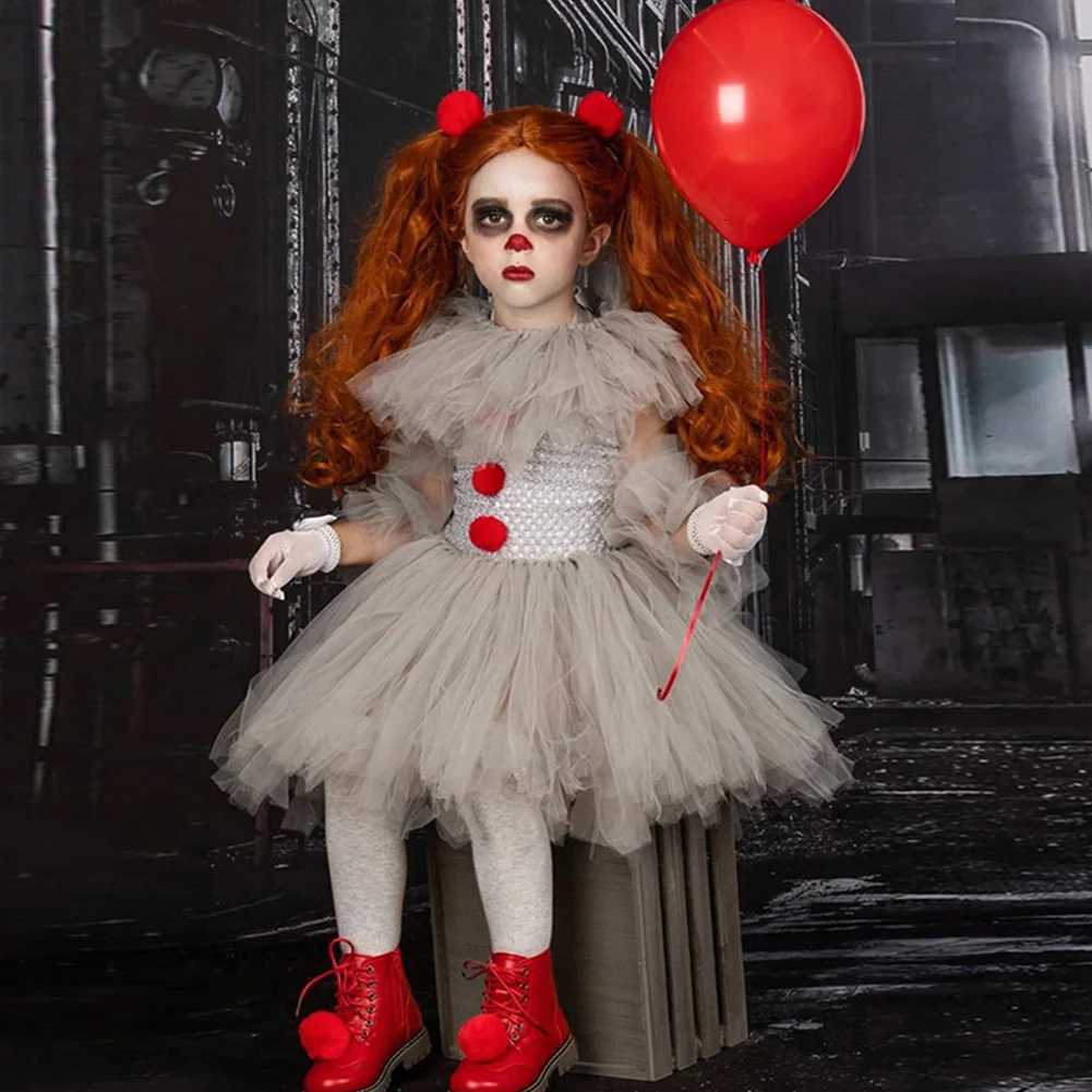 Girls Halloween Clown Tutu Dress Tulle Fancy Dress Creepy Clown Cosplay Clothes Halloween Dress Up Costume Z250725