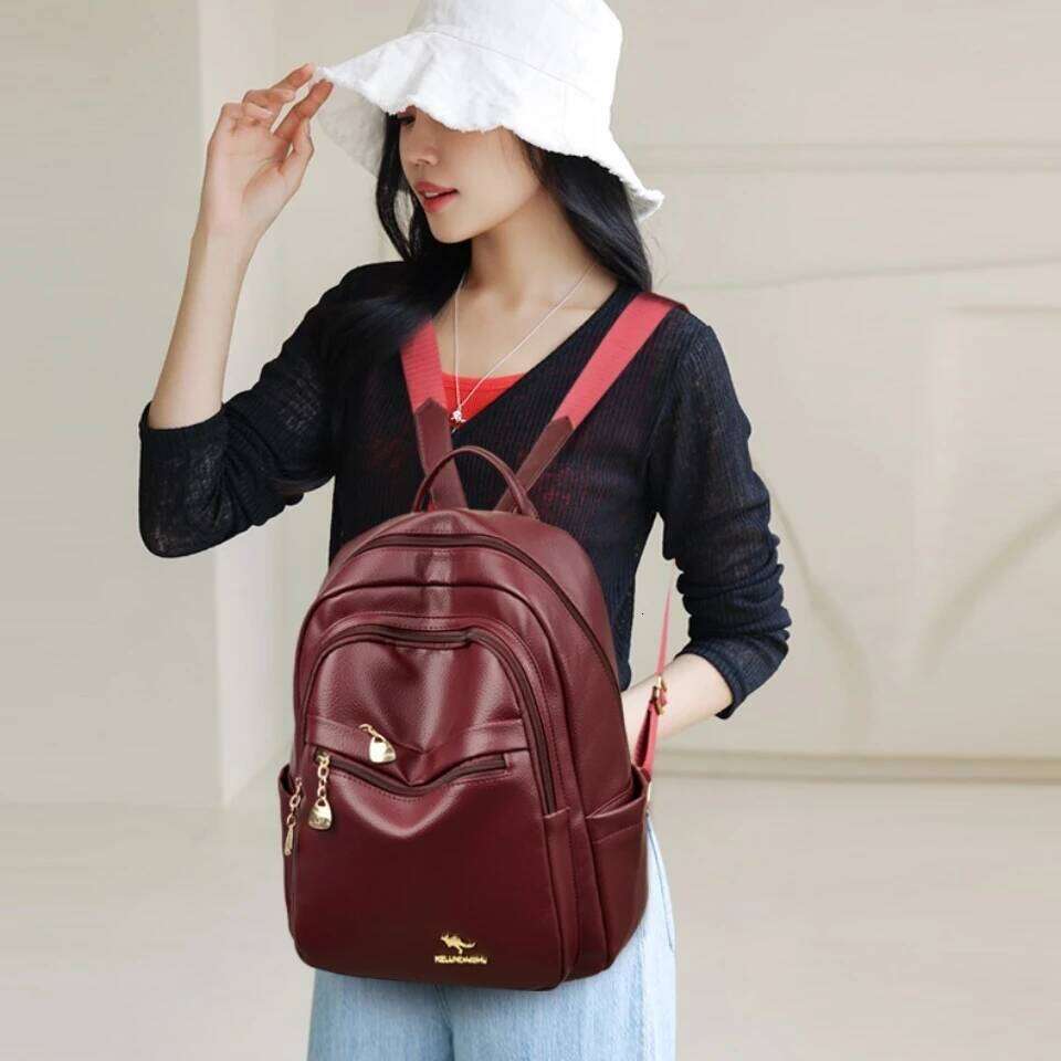 Ladies Casual Designer High Quality Leather Women Shoulder Bag School Bags Large Capacity Backpacks Daily Use