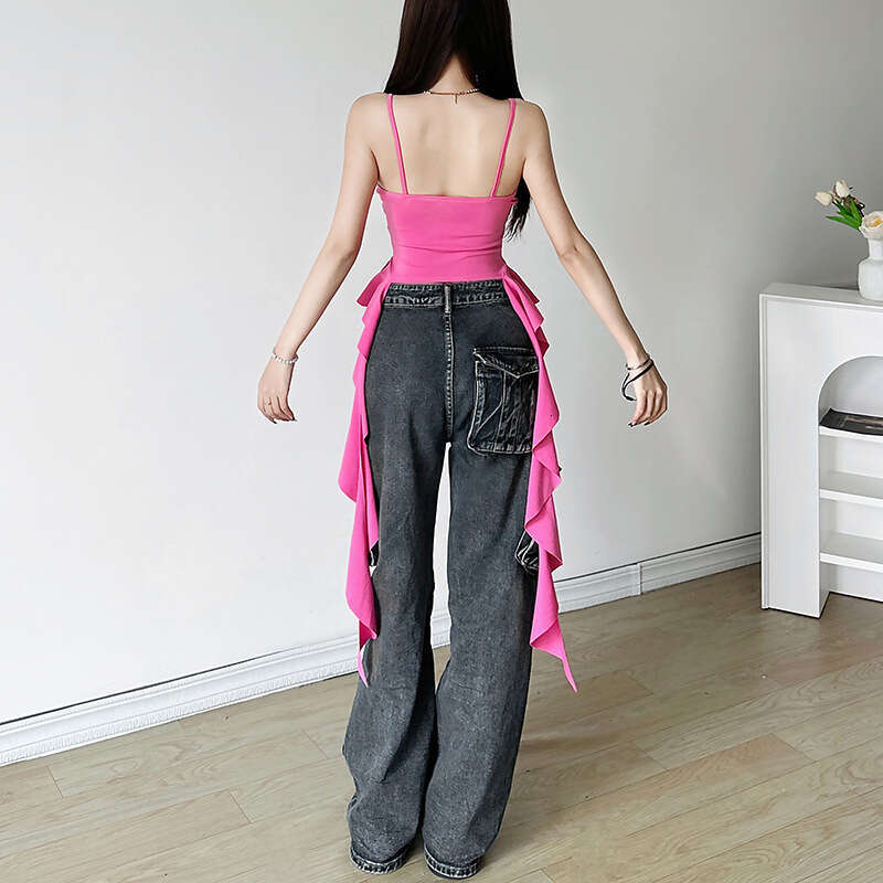 2024 Summer New Women's Solid Color Slim Fit Street Fashion Sexy Backless Tank Top b38