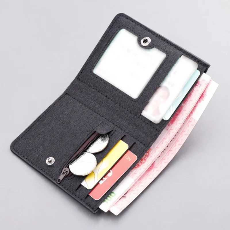 Canvas Mens Money Clip Short Trifold Wallet With Zip Coin Purse Fashion Student Casual Money Clip Card Bag Z250725