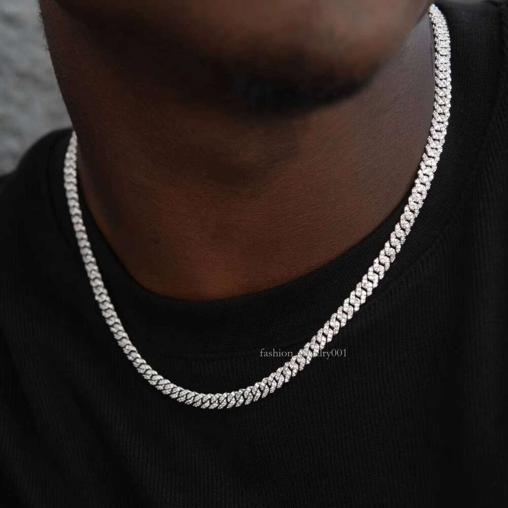 Factory Wholesale Hip Hop Jewelry Mens 6mm Sterling Sier VVS Moissanite Dia Iced Out Cuban Link Chain Necklace